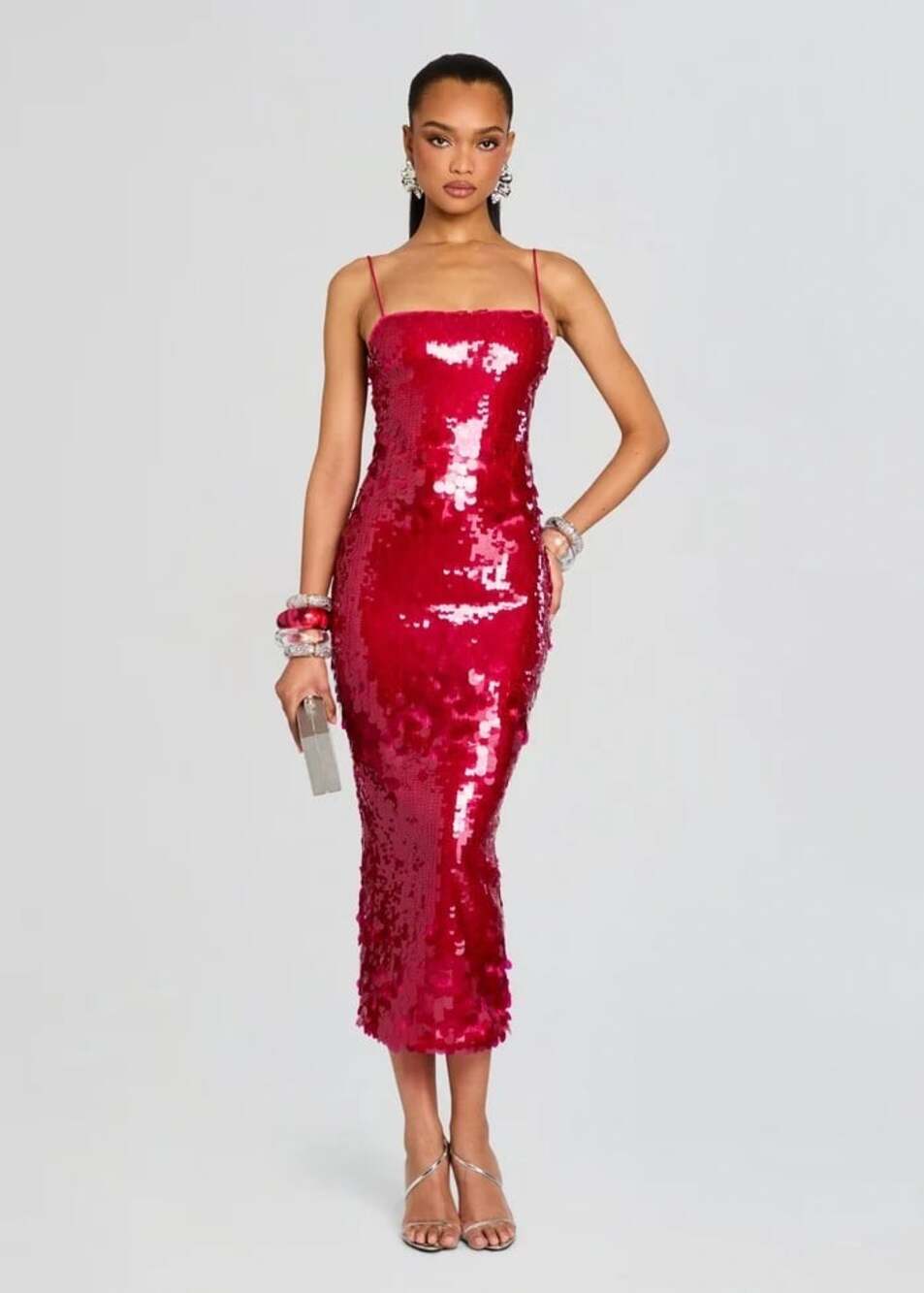 Retrofete Alana Cerise Sequin Dress Medium NWT $598